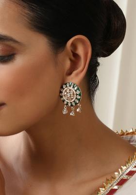 Green Polki Dangler Earrings