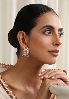 Multicolour Polki Stud Earrings