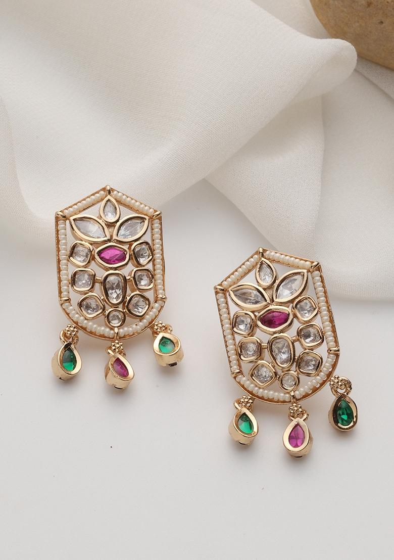 Multicolour Polki Stud Earrings