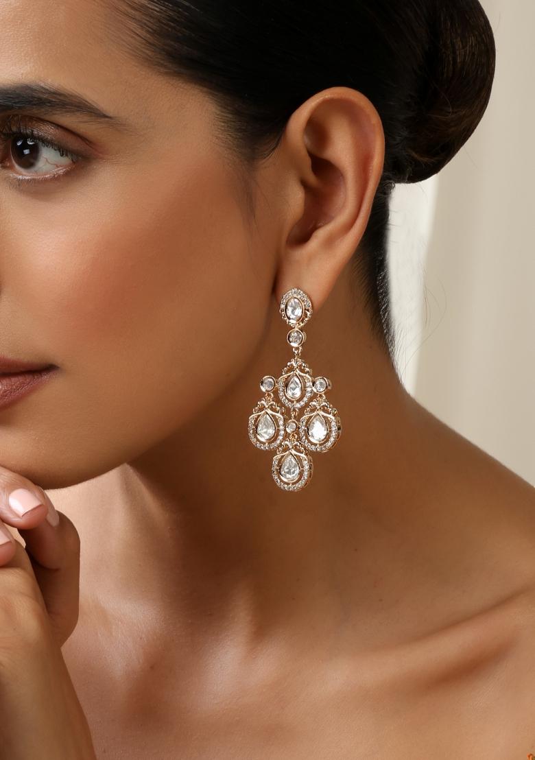 Rose Gold Polki Dangler Earrings