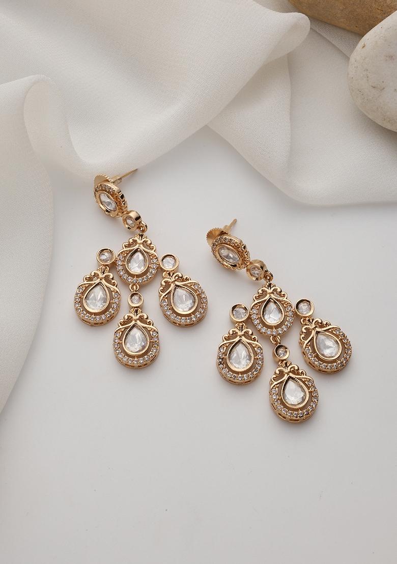 Rose Gold Polki Dangler Earrings