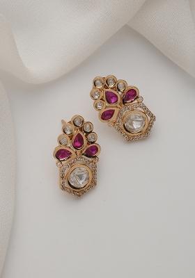 Red Polki Stud Earrings