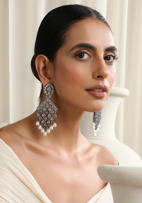 Silver Zirconia Dangler Earrings