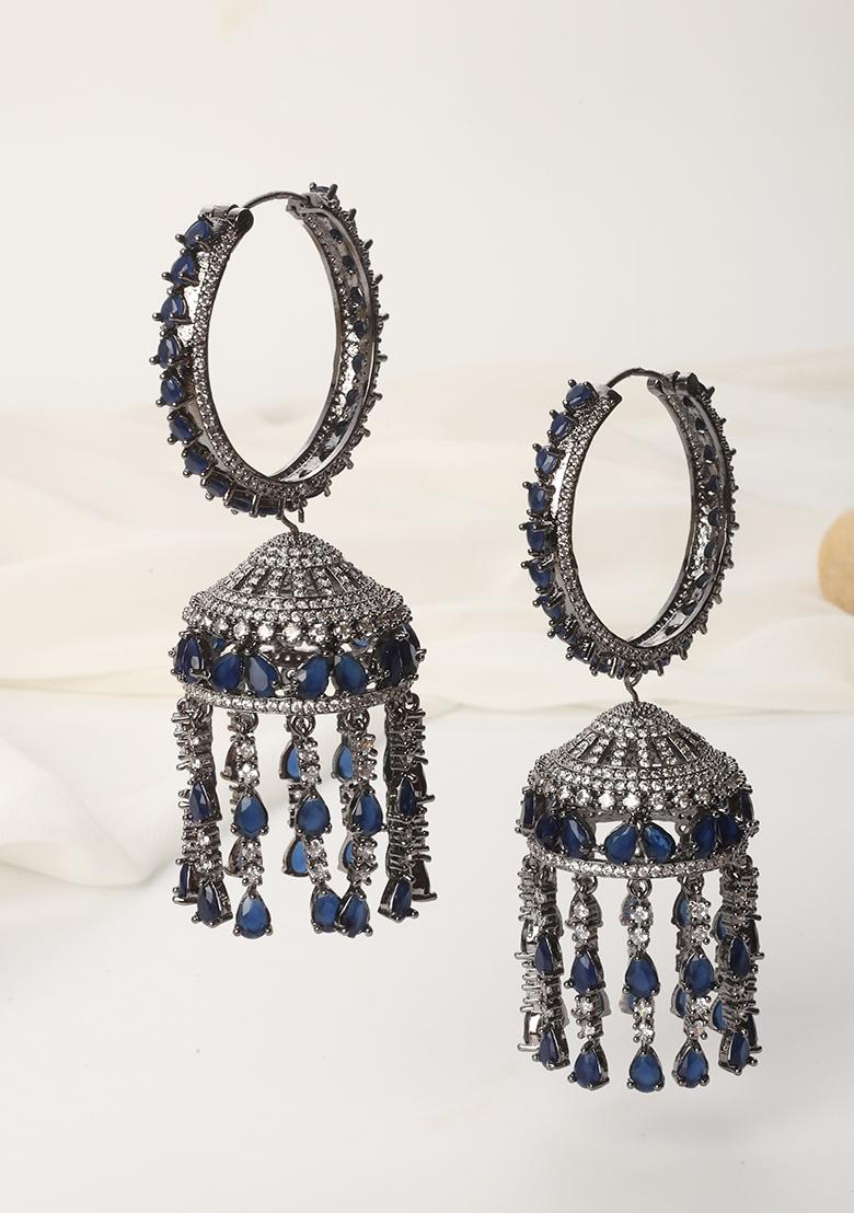 Blue Zirconia Jhumka Earrings