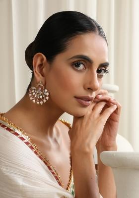 Red Polki Chandbali Earrings