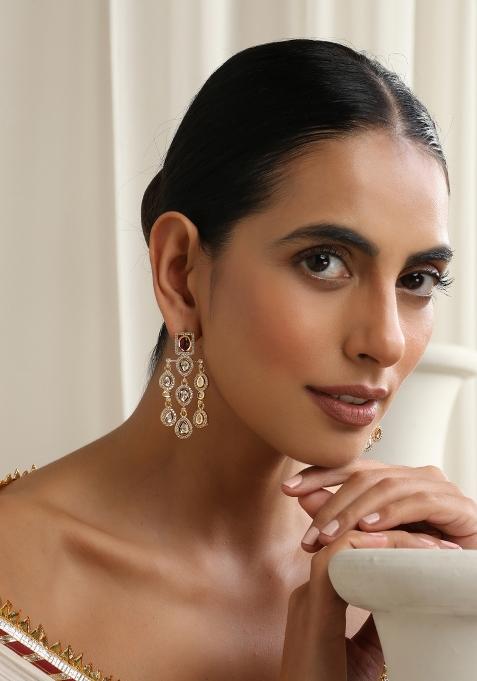 Red Polki Dangler Earrings