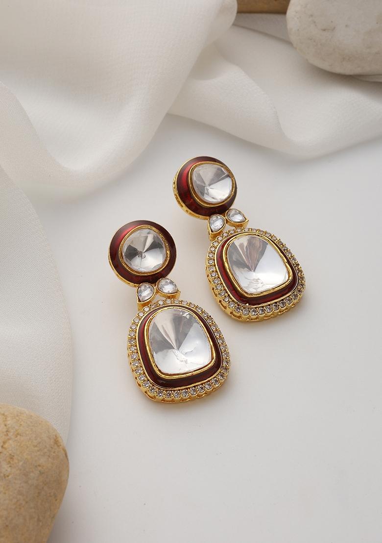 Red Polki Dangler Earrings