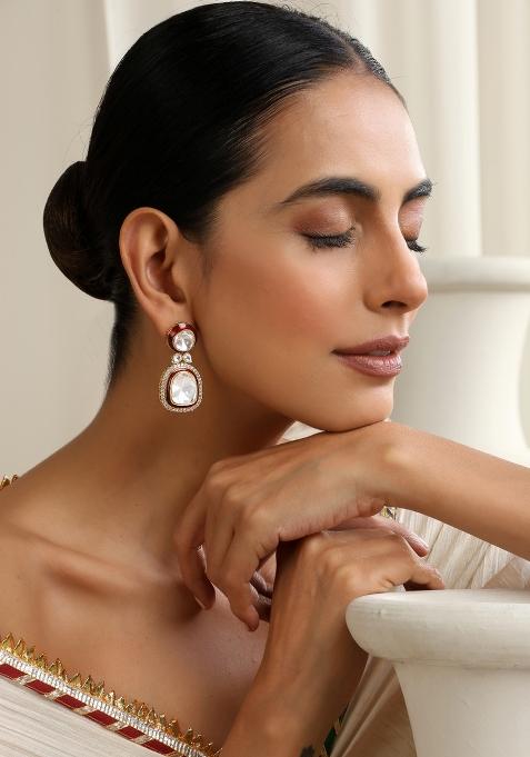 Red Polki Dangler Earrings