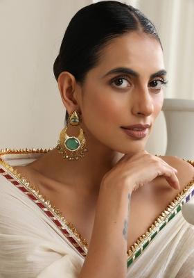 Mint Gold Chandbali Earrings