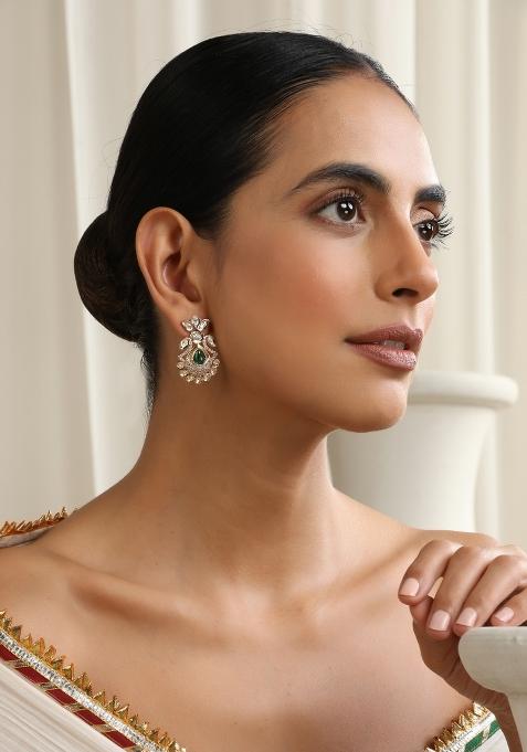 Red Rose Gold Polki Stud Earrings