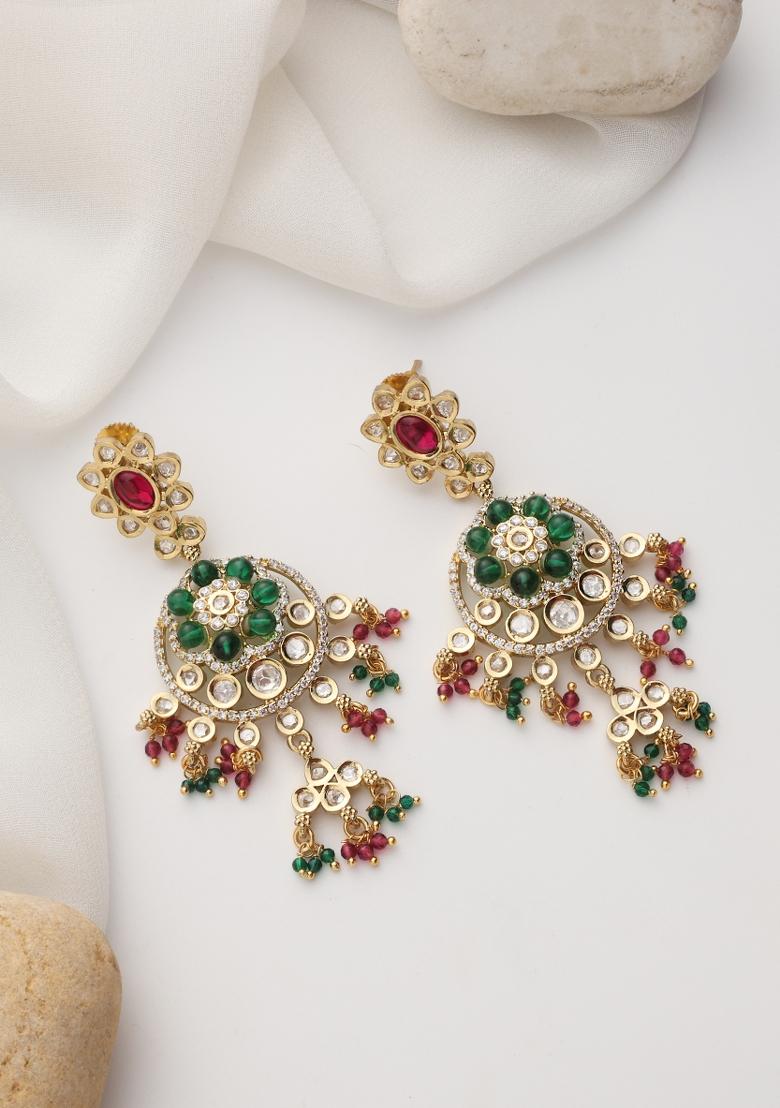 Multicolour Polki Dangler Earrings