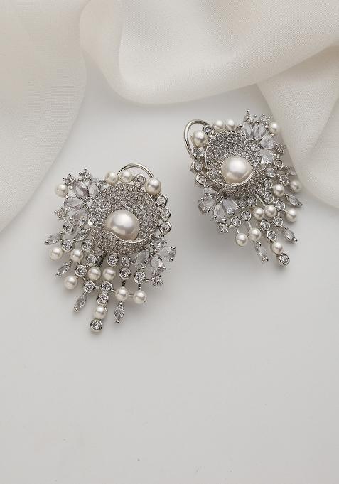 Silver Zirconia Dangler Earrings