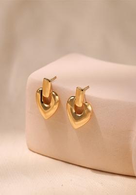 18K Gold Plated Waterproof Antitarnish Heart Shaped Stud Earrings