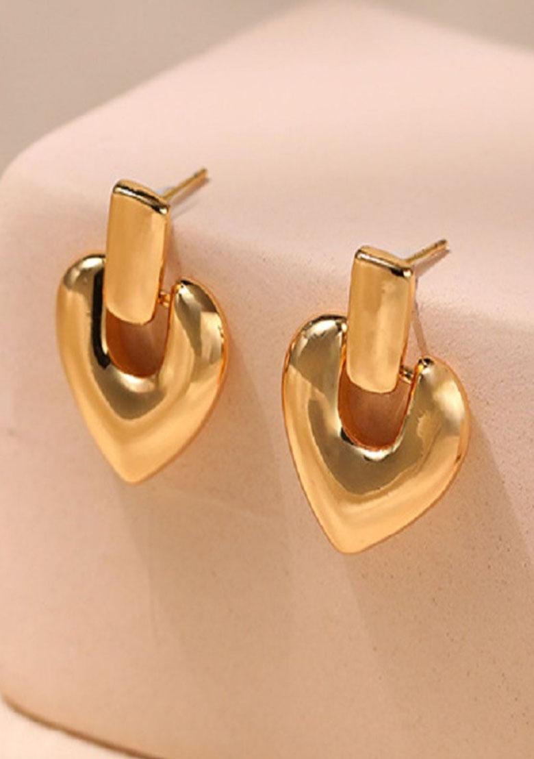 18K Gold Plated Waterproof Antitarnish Heart Shaped Stud Earrings