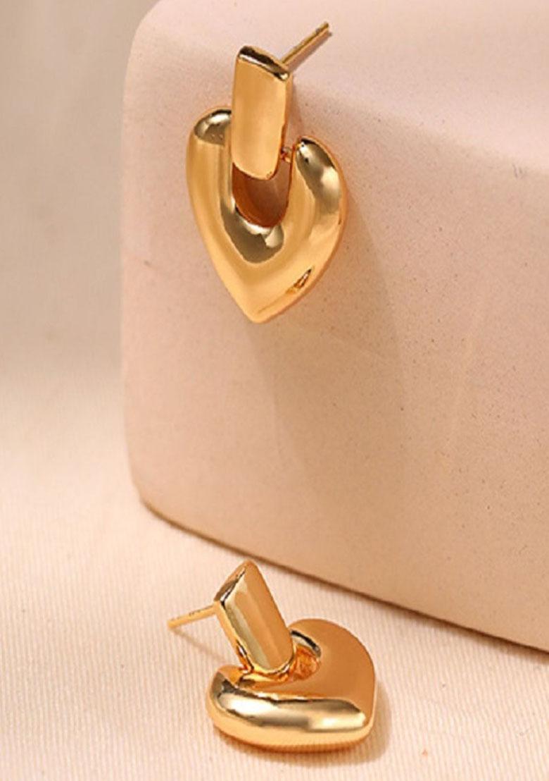 18K Gold Plated Waterproof Antitarnish Heart Shaped Stud Earrings