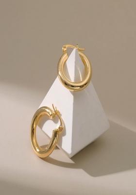 18K Gold Plated Waterproof Antitarnish Minimalist Hoop Earrings