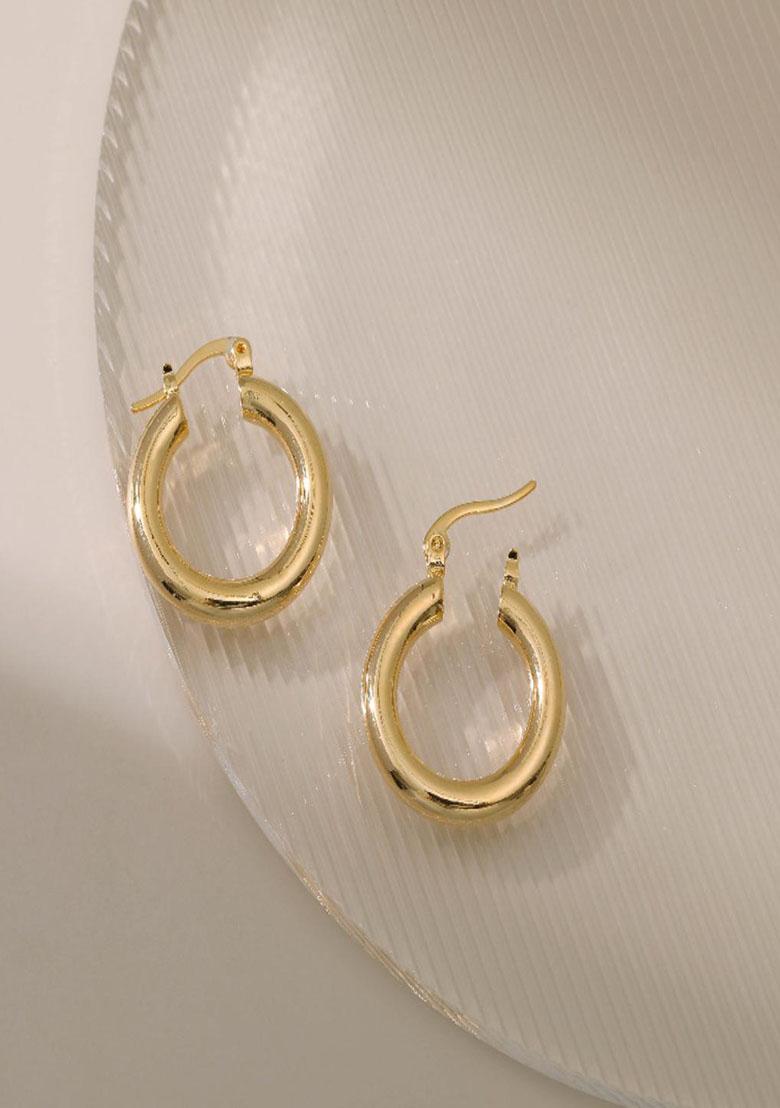 18K Gold Plated Waterproof Antitarnish Minimalist Hoop Earrings