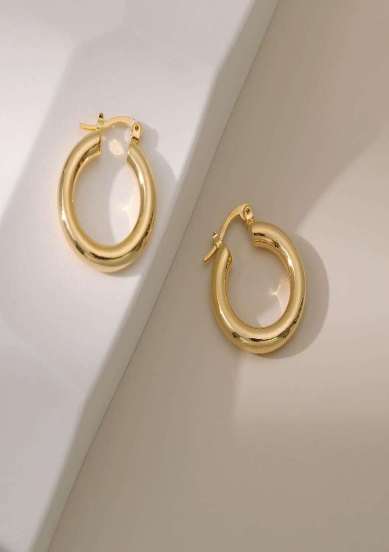 18K Gold Plated Waterproof Antitarnish Minimalist Hoop Earrings - Indya