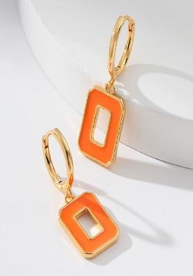 18K Gold Plated Waterproof Antitarnish Orange Square Drop Earrings