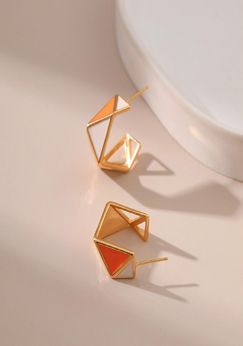 18K Gold Plated Waterproof Antitarnish Geometric Stud Earrings