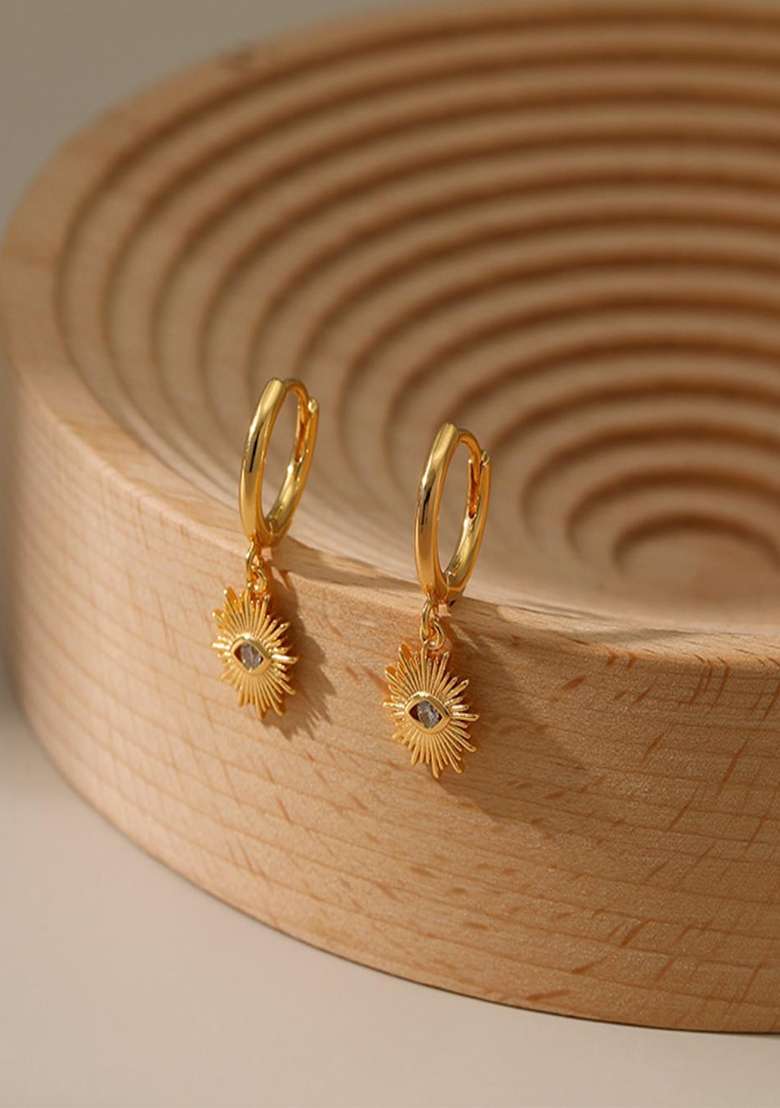 18K Gold Plated Waterproof Antitarnish Contemporary Drops Earrings - Indya