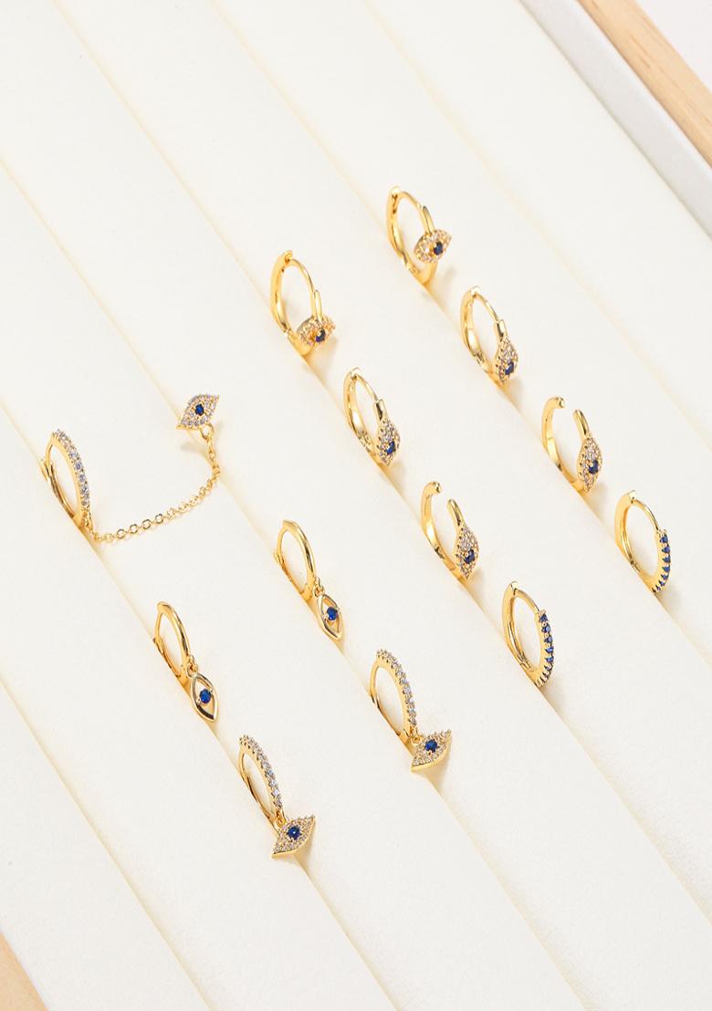 Single Pc 18K Gold Plated Waterproof Anti Tarnish Evil Eye Zircon Earring Chain