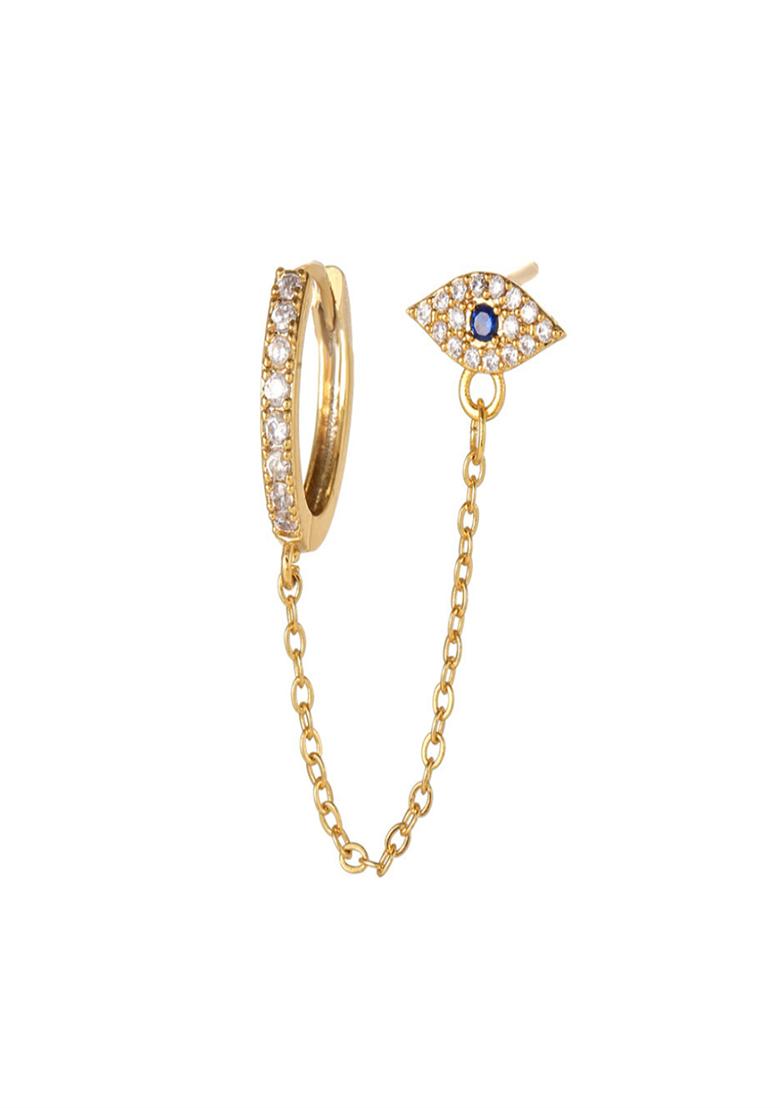Single Pc 18K Gold Plated Waterproof Anti Tarnish Evil Eye Zircon Earring Chain
