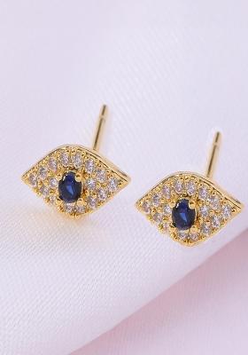18K Gold Plated Waterproof Anti Tarnish Evil Eye Zircon Studs