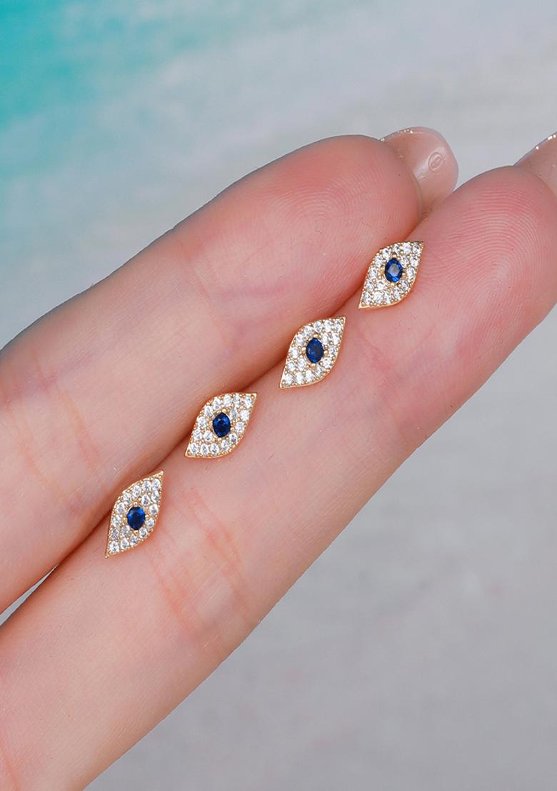 18K Gold Plated Waterproof Anti Tarnish Evil Eye Zircon Studs