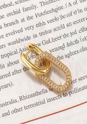Single Pc 18K Gold Plated Waterproof Anti Tarnish Hoop With Zircon Drop Earring