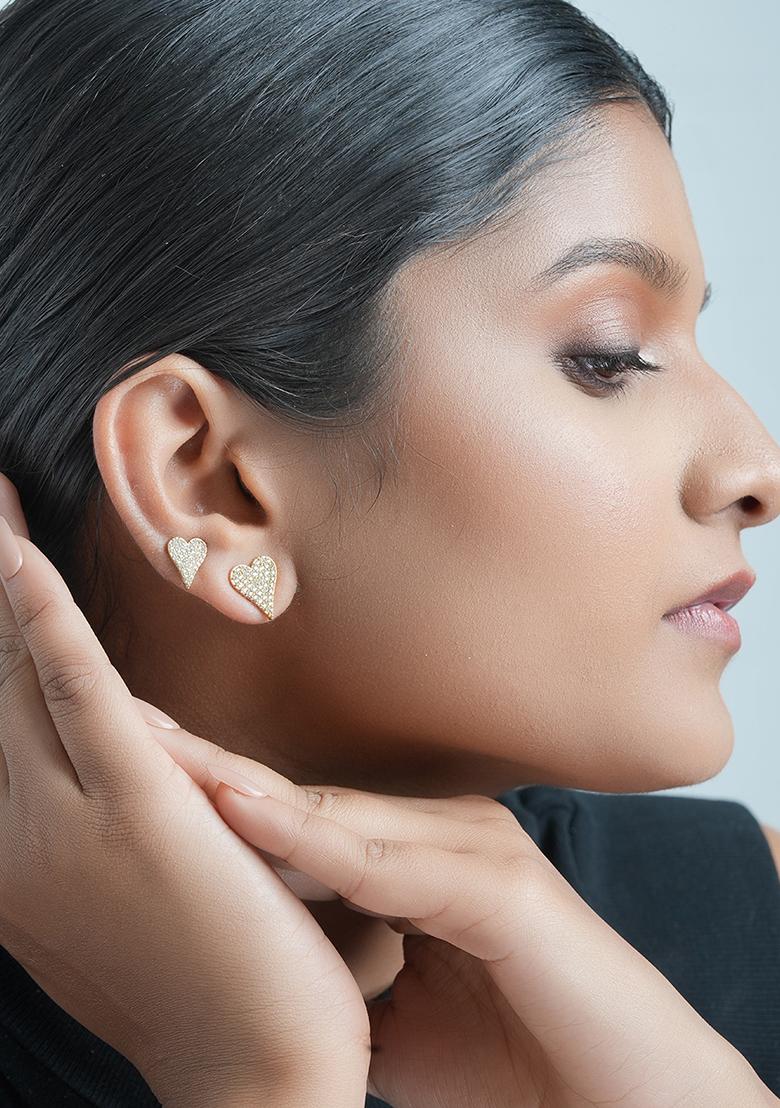 18K Gold Plated Waterproof Anti Tarnish Mini Heart Zircon Studs