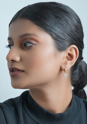 18K Gold Plated Waterproof Anti Tarnish Heart Zircon Drop Huggies