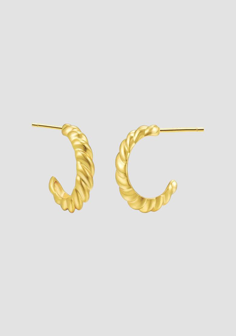 18K Gold Plated Waterproof Anti Tarnish Spiral Twisted Half Hoop