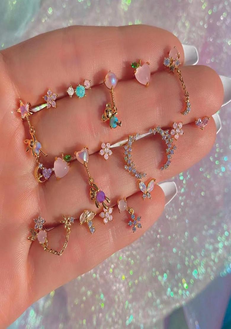 18K Gold Plated Waterproof Anti Tarnish Teddy Love Zircon Drops Stud