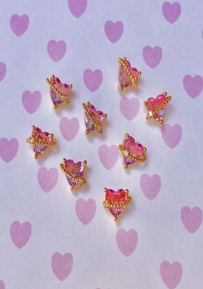 18K Gold Plated Waterproof Anti Tarnish Heart Zircon Studs - Indya
