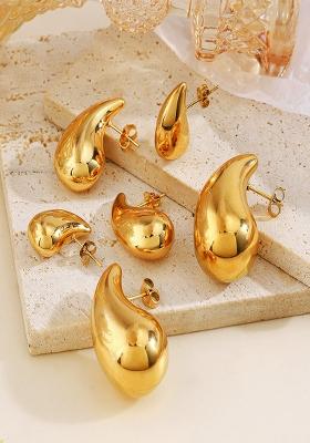 18K Gold Plated Waterproof Anti Tarnish Water Drop Shaped Maxi Earring
