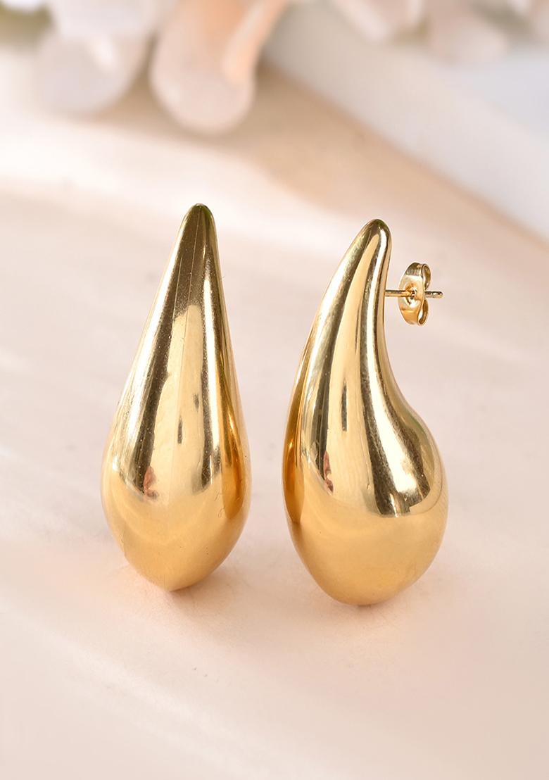 18K Gold Plated Waterproof Anti Tarnish Water Drop Shaped Maxi Earring