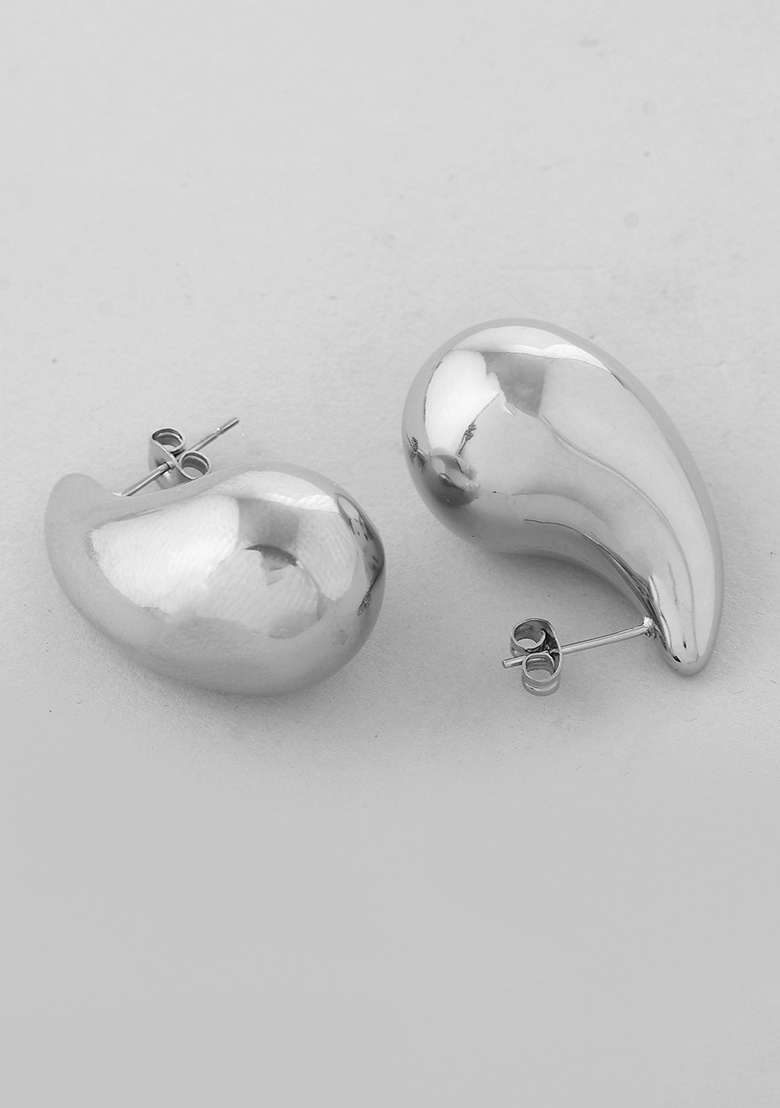18K Silver Plated Waterproof Anti Tarnish Tear Drop Shaped Classic Bottega Earrings - Indya