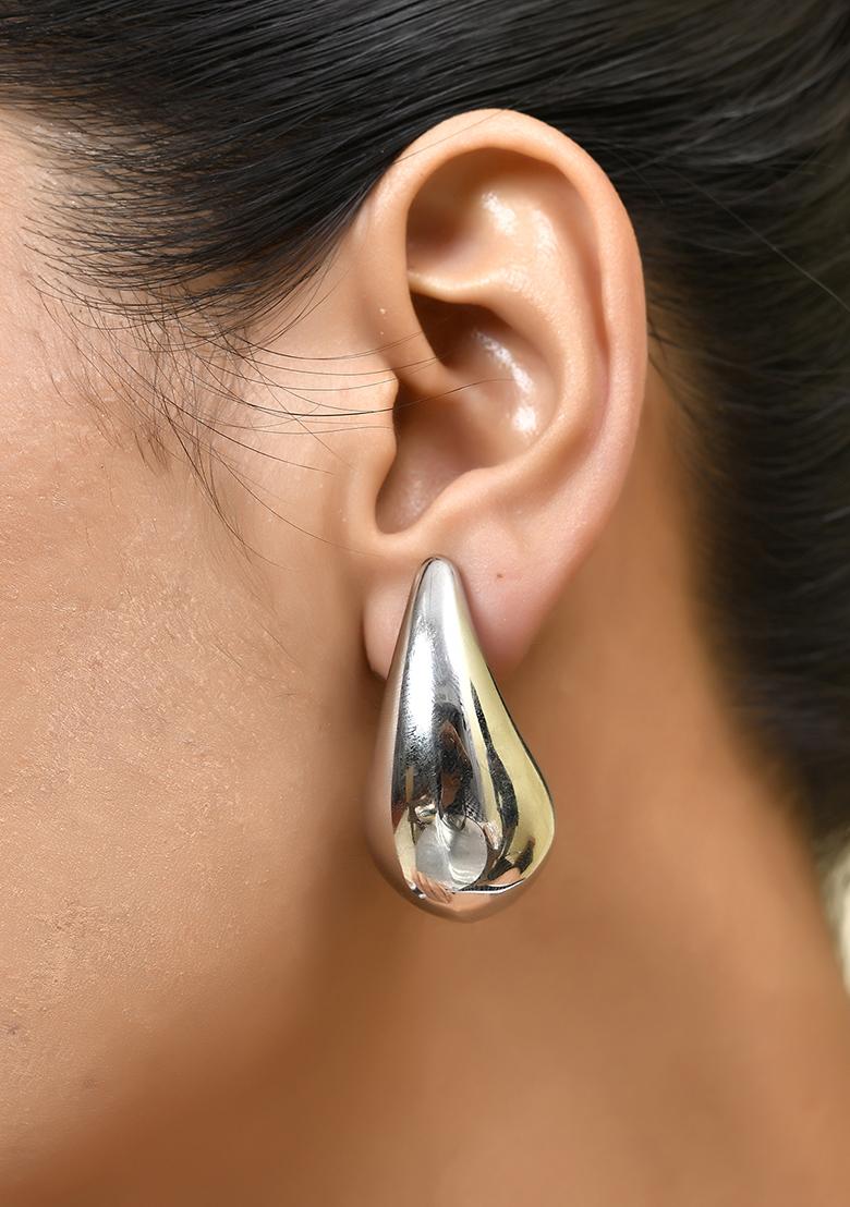 18Ksilver Plated Waterproof Anti Tarnish Water Drop Shaped Maxi Earring