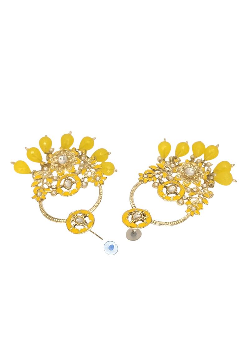 Gold Plated Yellow Chandbali Earrings
