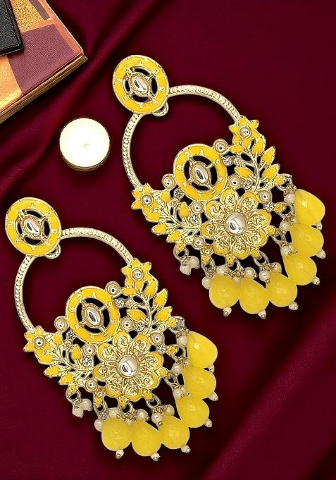 Gold Plated Yellow Chandbali Earrings