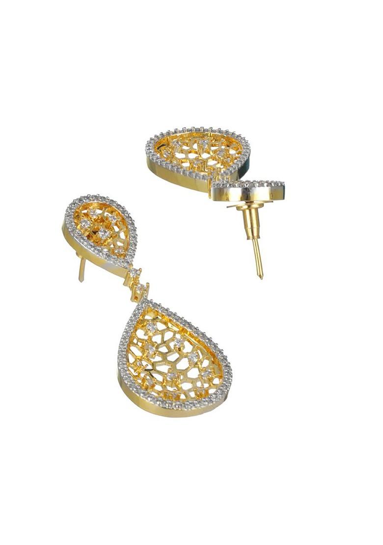 Gold Plated Teardrop Shaped Drop Earrings