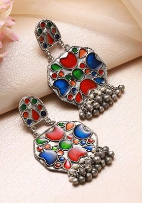 Silver Plated Contemporary Jhumkas Earrings