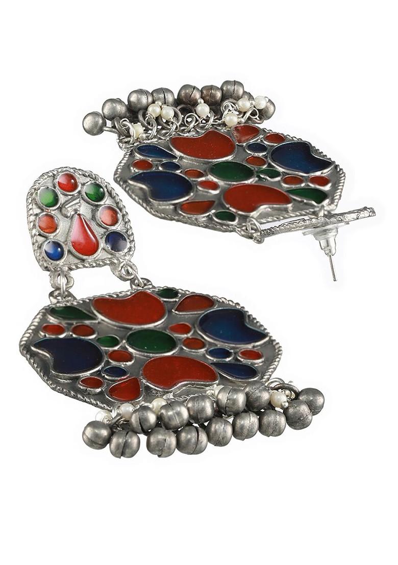 Silver Plated Contemporary Jhumkas Earrings