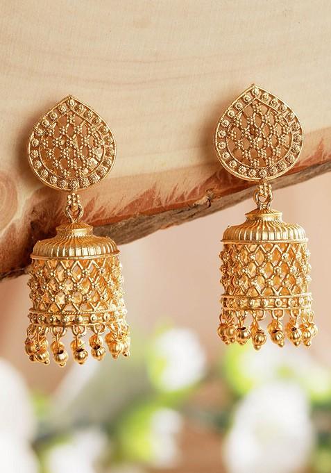 Gold Plated Contemporary Jhumkas Earrings