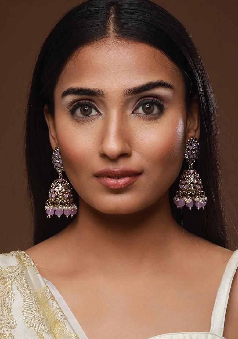 Gold Plated Kundan Contemporary Jhumkas Earrings