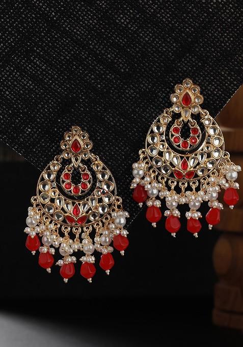 Gold Plated Kundan Studded Classic Chandbalis