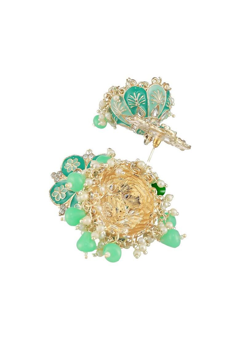 Gold Plated Stone Studded Dome Shaped Jhumkas