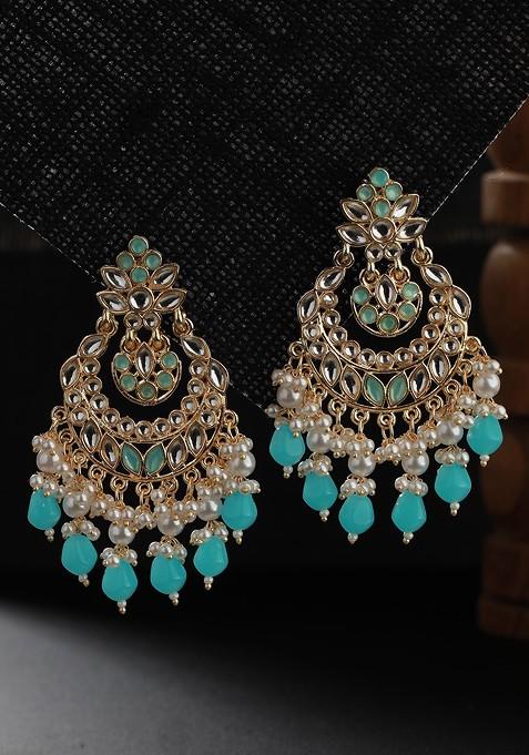 Gold Plated Classic Kundan Chandbalis