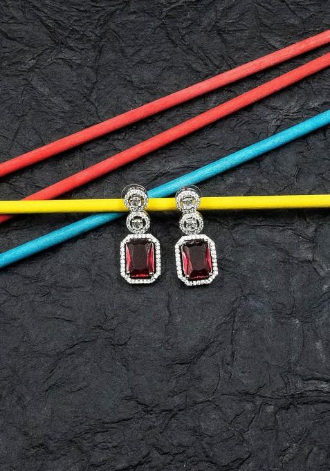 Silver Plated Geometric Drop Earrings